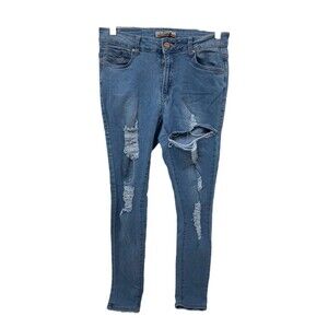 Women’s 11 X 31 Skinny Jean's D. Rock Blue Light Wash Distressed